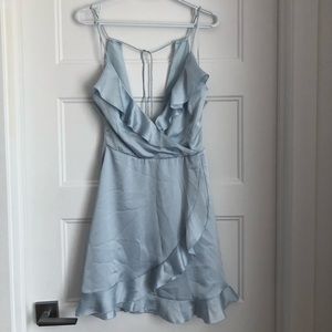 DYNAMITE Ruffled Hem Blue Dress